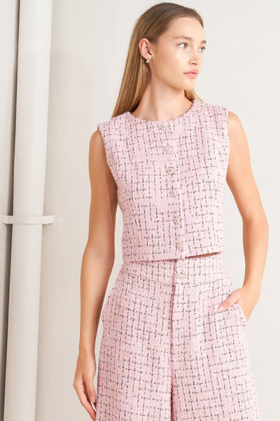 Explore More Collection - ROSÉ EDGE ENSEMBLE TWEED VEST