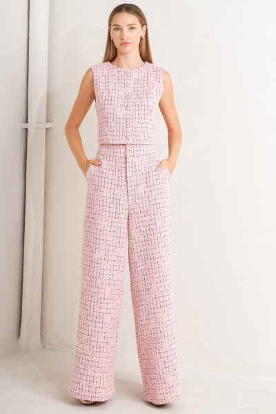 Explore More Collection - ROSÉ EDGE ENSEMBLE TWEED VEST