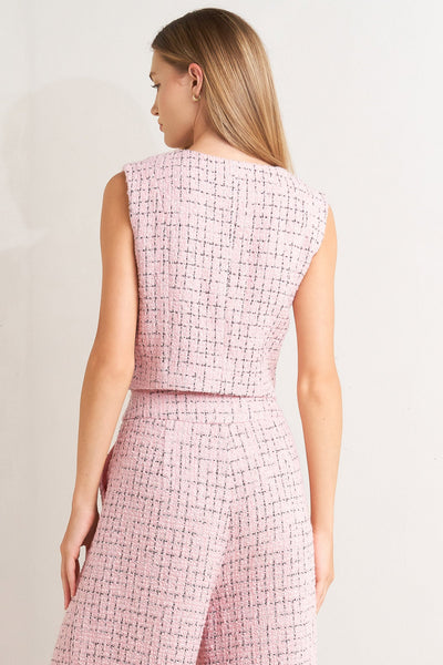 Explore More Collection - ROSÉ EDGE ENSEMBLE TWEED VEST