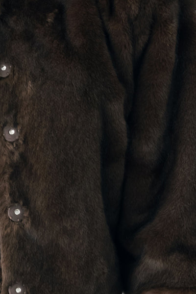 COCOON CHARM BROWN FAUX FUR CROPPED JACKET