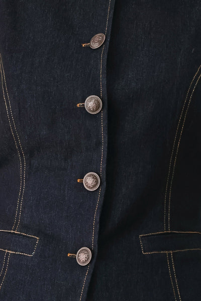 CONTRAST STITCH DENIM VEST