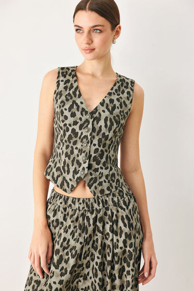 LEOPARD LUXE WOVEN VEST