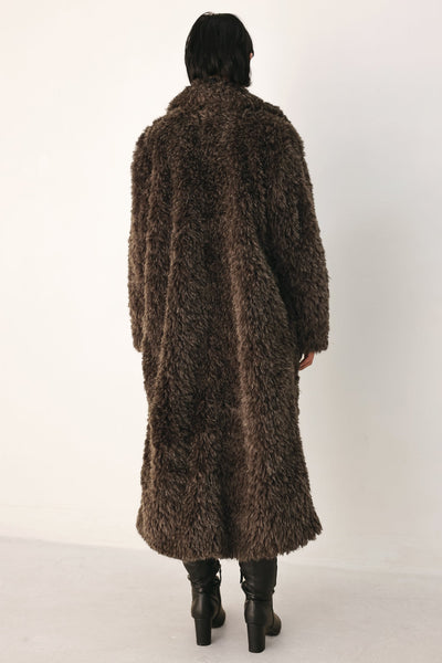 COZY IN THE CITY BELTED FAUX FUR MIDI COAT