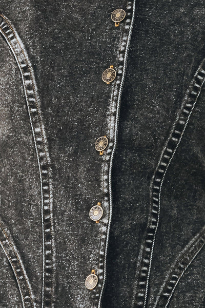 DOWNTOWN EDGE ACID WASH PEPLUM JACKET