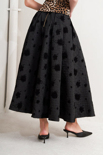 Explore More Collection - NOIR BLOOMING ROMANCE WOVEN FULL MIDI SKIRT