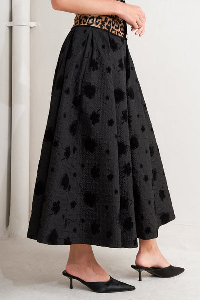 Explore More Collection - NOIR BLOOMING ROMANCE WOVEN FULL MIDI SKIRT