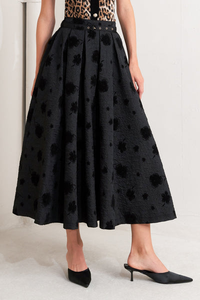 Explore More Collection - NOIR BLOOMING ROMANCE WOVEN FULL MIDI SKIRT