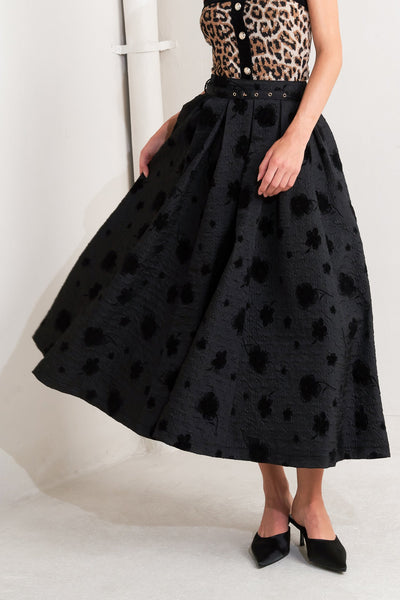 Explore More Collection - NOIR BLOOMING ROMANCE WOVEN FULL MIDI SKIRT
