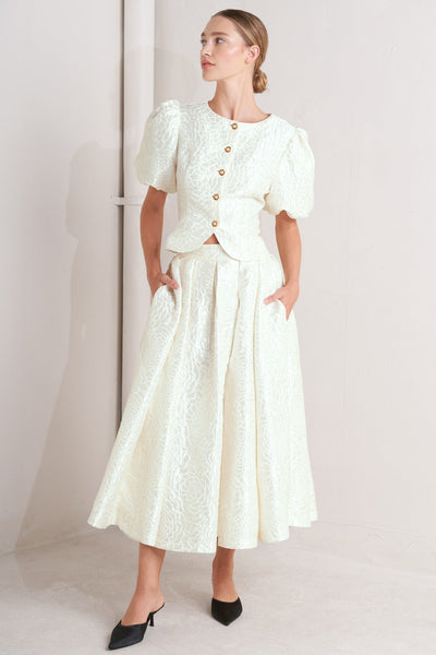 Explore More Collection - ROSÉ TEXTURE WOVEN FULL MIDI SKIRT