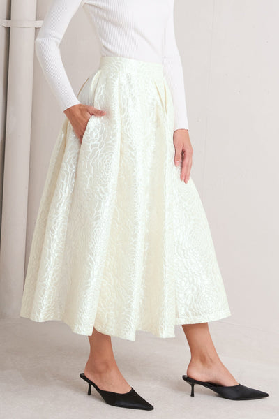 Explore More Collection - ROSÉ TEXTURE WOVEN FULL MIDI SKIRT