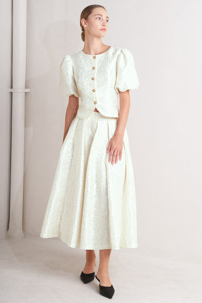 Explore More Collection - ROSÉ TEXTURE WOVEN FULL MIDI SKIRT