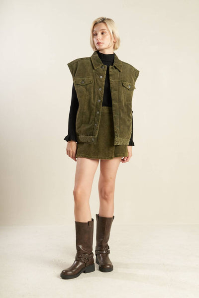 Explore More Collection - ESCAPING REALITY CORDUROY SKIRT