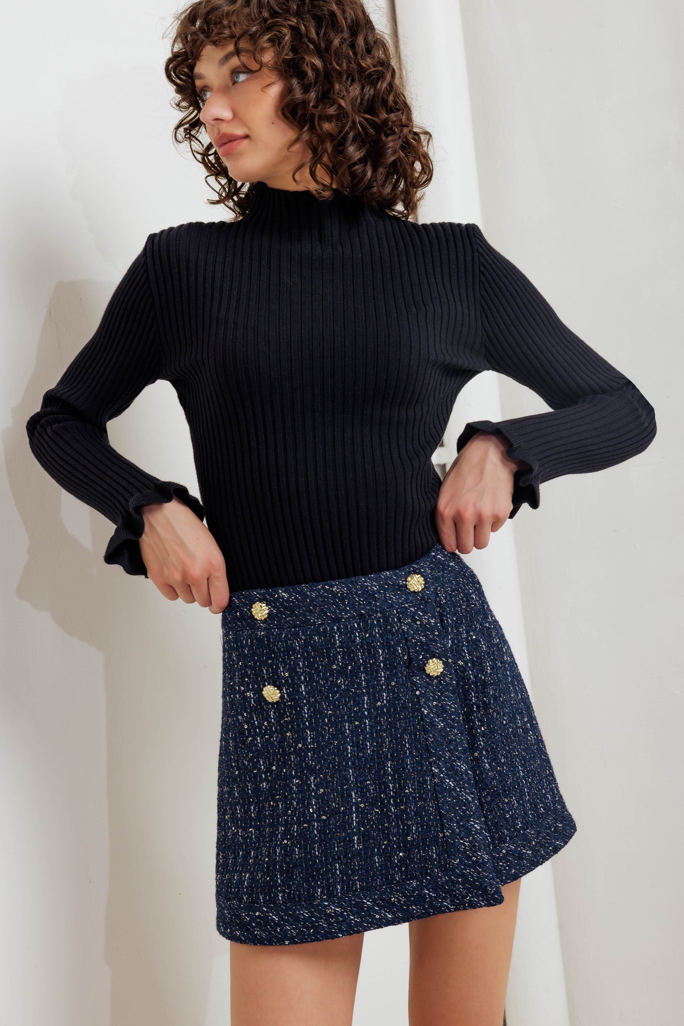 Explore More Collection - PARISIAN NAVY TWEED SKORT