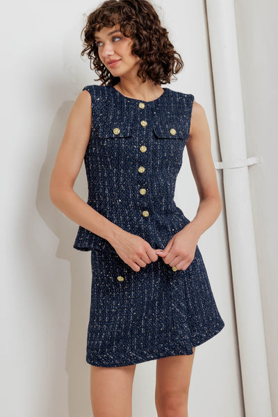 Explore More Collection - PARISIAN NAVY TWEED SKORT
