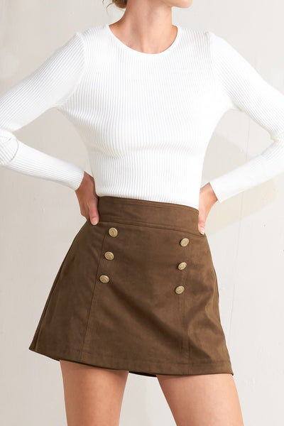 Explore More Collection - HERITAGE UTILITY FAUX SUEDE SKORT