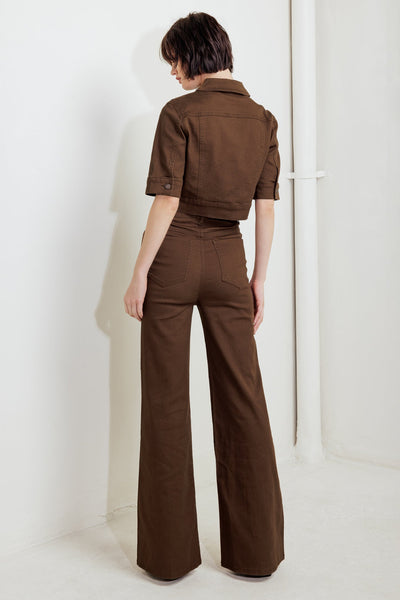 Explore More Collection - EFFORTLESS EDGE BROWN TWILL PANTS
