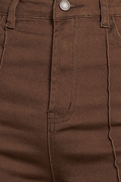 Explore More Collection - EFFORTLESS EDGE BROWN TWILL PANTS