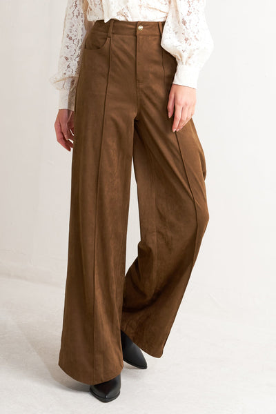 Explore More Collection - BROWN SUGAR FAUX SUEDE PANTS