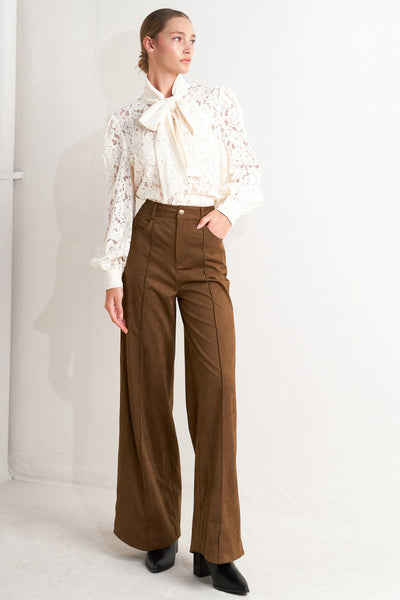 Explore More Collection - BROWN SUGAR FAUX SUEDE PANTS