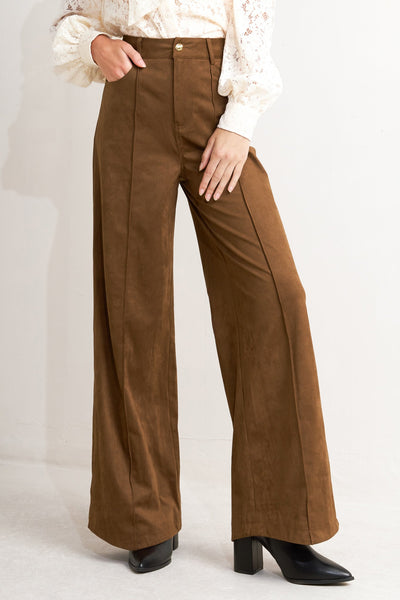Explore More Collection - BROWN SUGAR FAUX SUEDE PANTS