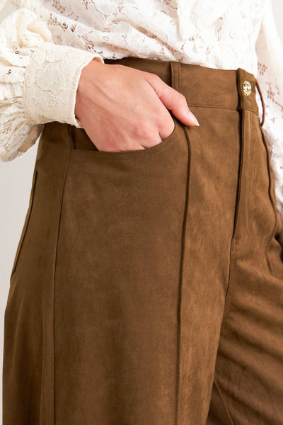 Explore More Collection - BROWN SUGAR FAUX SUEDE PANTS