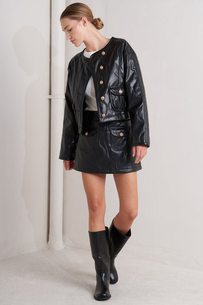 Explore More Collection - MOTO CHIC FAUX LEATHER SKORT