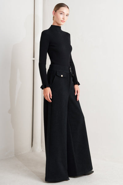 Explore More Collection - PRESTIGE VOLUME BLACK WOVEN PANTS