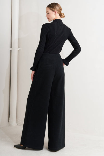 Explore More Collection - PRESTIGE VOLUME BLACK WOVEN PANTS