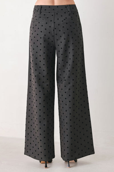 CHARCOAL DOT CHARCOAL WIDE-LEG PANTS
