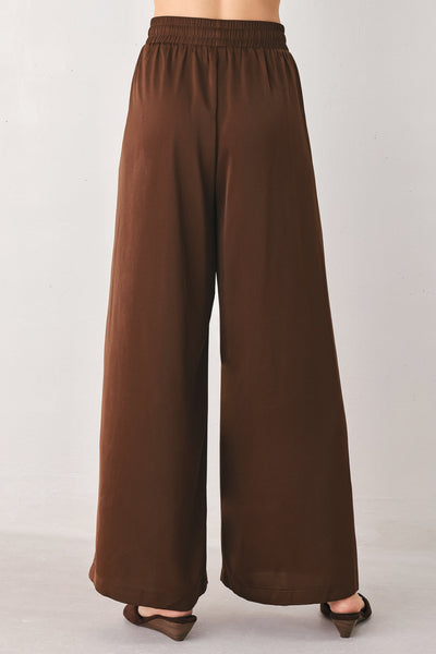 CANYON BROWN ELASTIC WAIST WOVEN PANTS