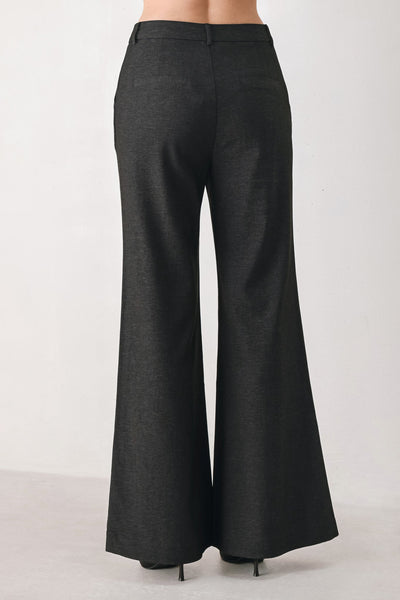 COMMAND NOIR BLACK BUTTON-HEM FLARE PANTS