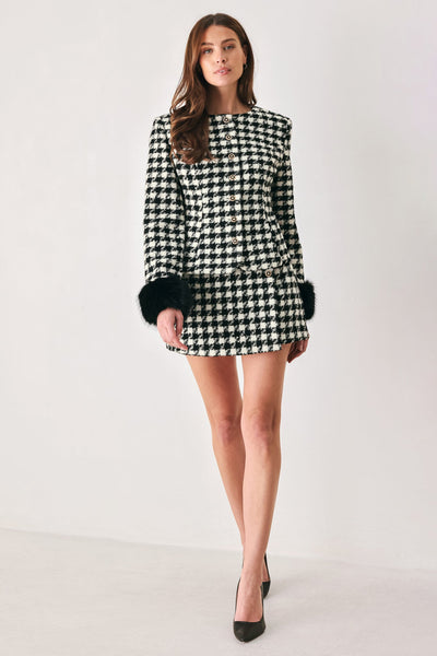 PARIS HOUNDSTOOTH BLACK/WHITE SKORT
