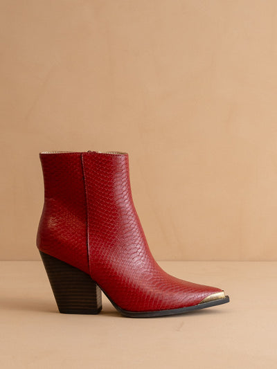 Explore More Collection - The Frankie | Red Pointed Toe Cap Bootie