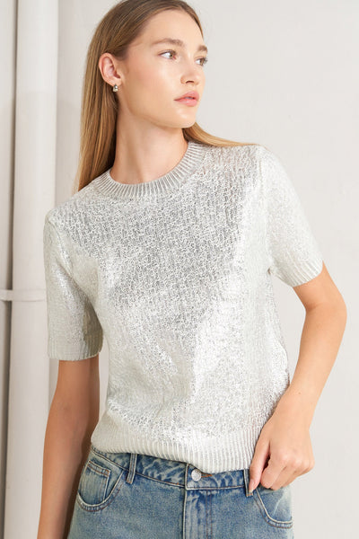Explore More Collection - SILVER GLOW KNIT TOP