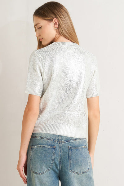 Explore More Collection - SILVER GLOW KNIT TOP