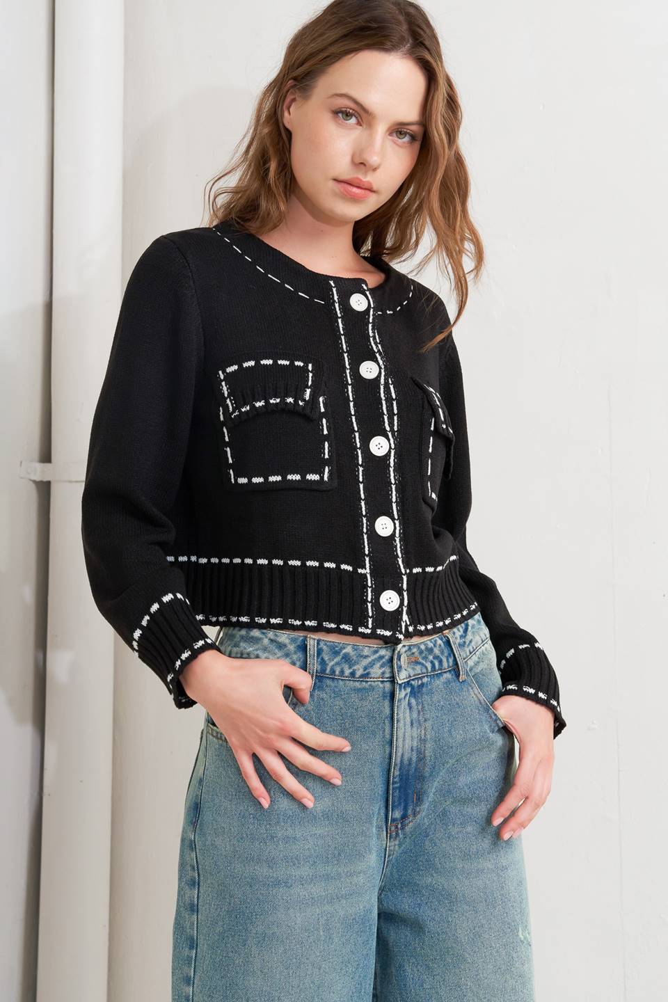 Explore More Collection - MONO FRAME SWEATER KNIT TOP