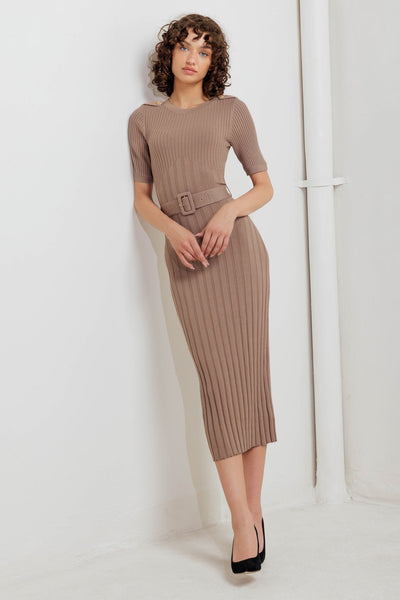 Explore More Collection - STRUCTURED CHIC SWEATER MIDI DRESS