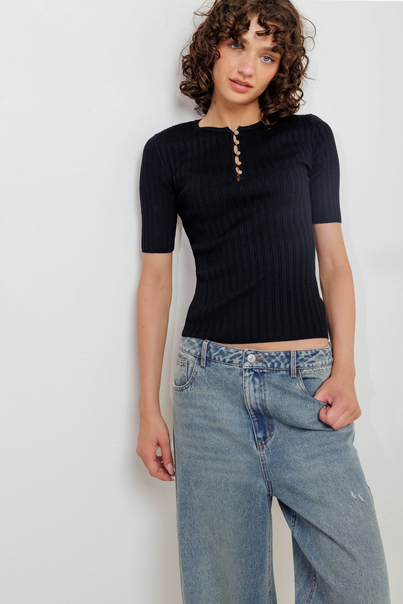 Explore More Collection - MODERN CURL SWEATER KNIT TOP