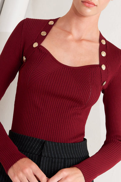 Explore More Collection - MODERN HERO BURGUNDY SWEATER KNIT TOP