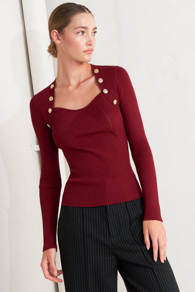 Explore More Collection - MODERN HERO BURGUNDY SWEATER KNIT TOP