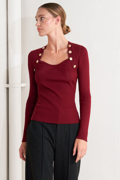 Explore More Collection - MODERN HERO BURGUNDY SWEATER KNIT TOP