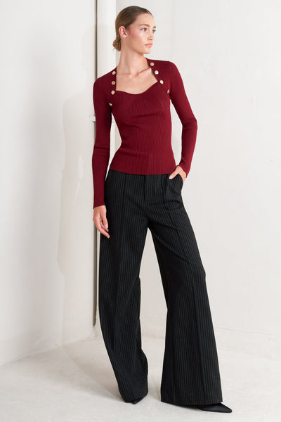 Explore More Collection - MODERN HERO BURGUNDY SWEATER KNIT TOP