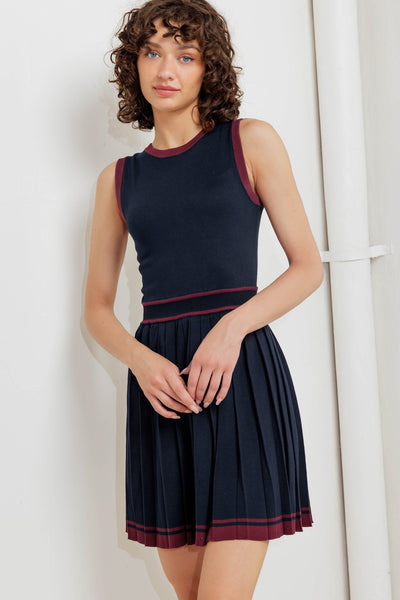 Explore More Collection - BERRY STRIPE SWEATER MINI DRESS