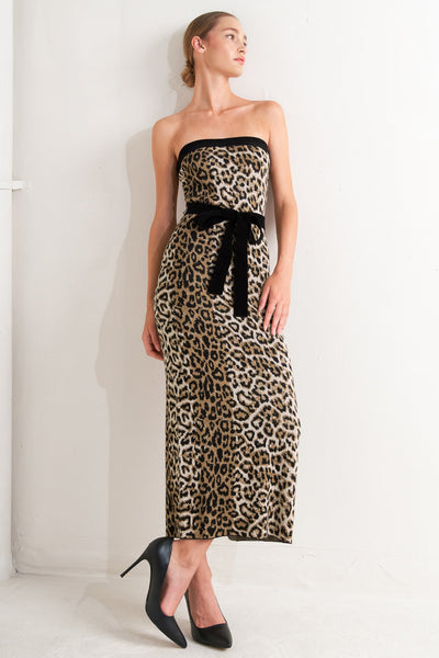 Explore More Collection - WILD ROMANCE LEOPARD KNIT MIDI DRESS