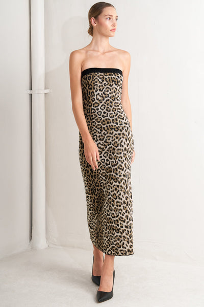 Explore More Collection - WILD ROMANCE LEOPARD KNIT MIDI DRESS