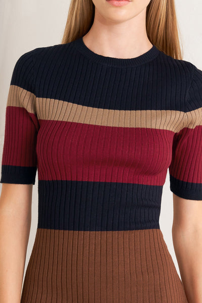 Explore More Collection - FALL RHYTHM COLOR BLOCKED MIDI SWEATER DRESS