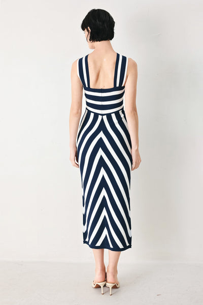 DEEP BLUE LOVE SWEATER KNIT MIDI DRESS