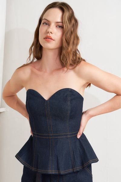 Explore More Collection - SWEETHEART EDGE DENIM TOP
