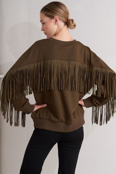 Explore More Collection - FRINGE CITY PULLOVER KNIT TOP