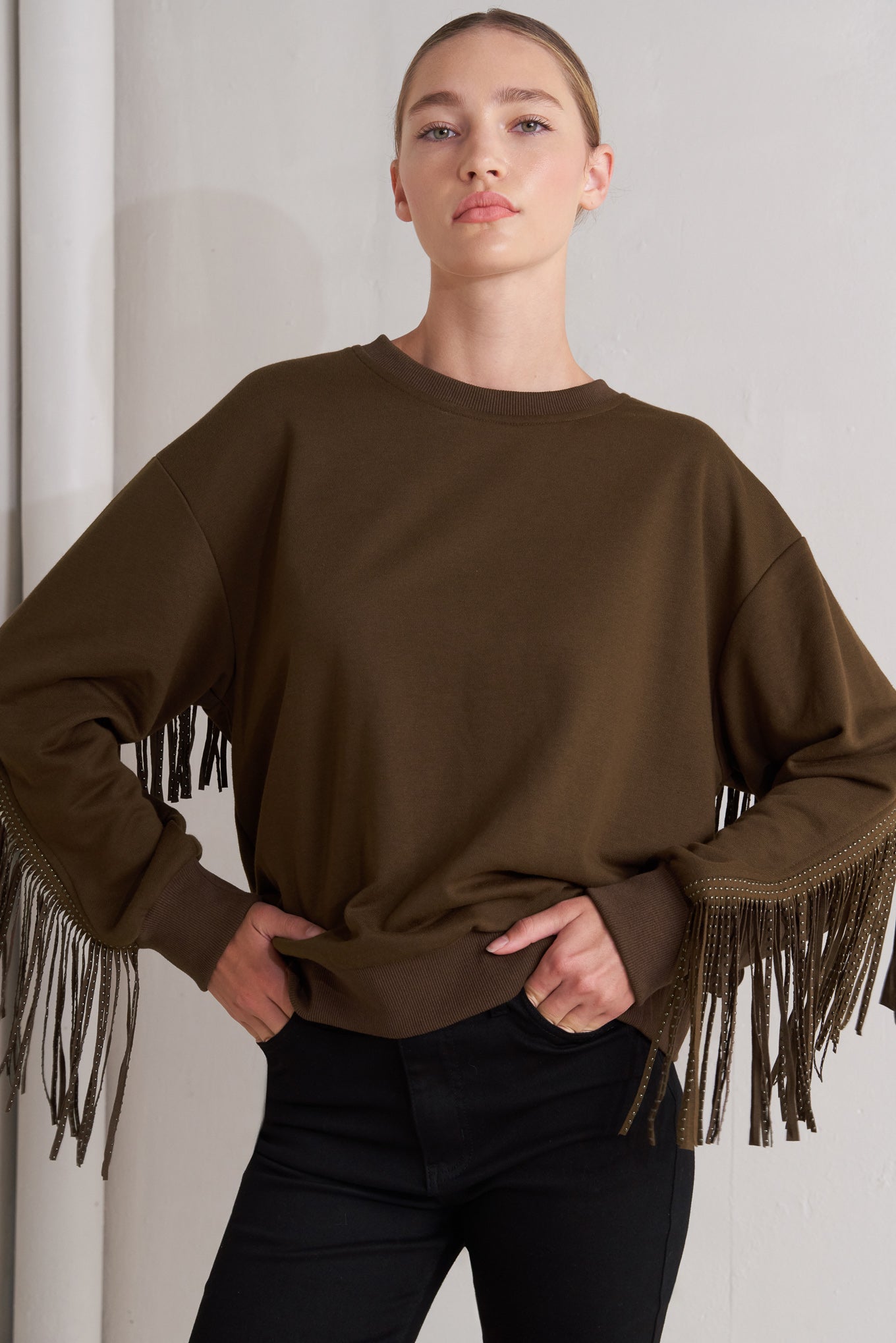 Explore More Collection - FRINGE CITY PULLOVER KNIT TOP